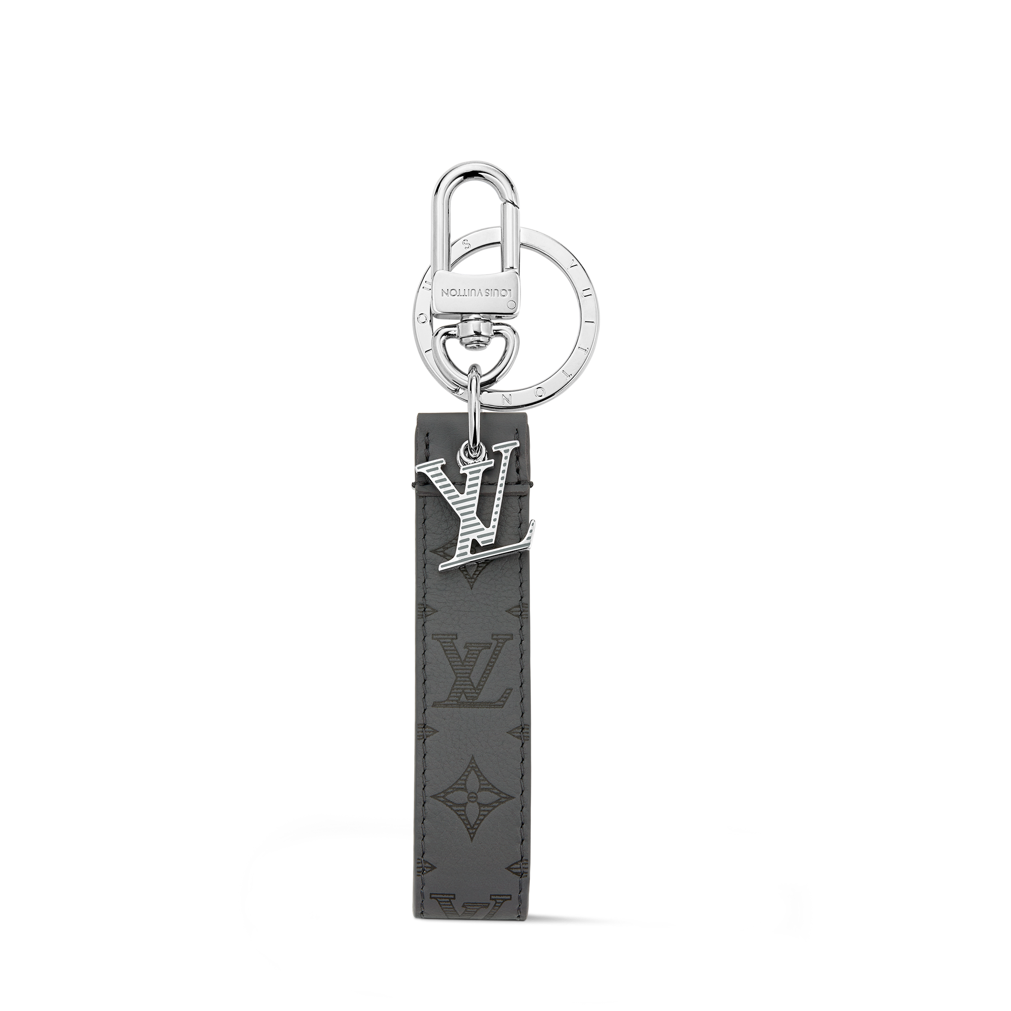 LOUIS VUITTON グレー レザー キーホルダー LV Shadow Dragonne Key Holder And Bag Charm . - Key Holders and